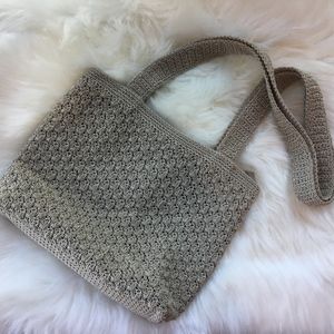 Tan Zip Closure Woven Purse